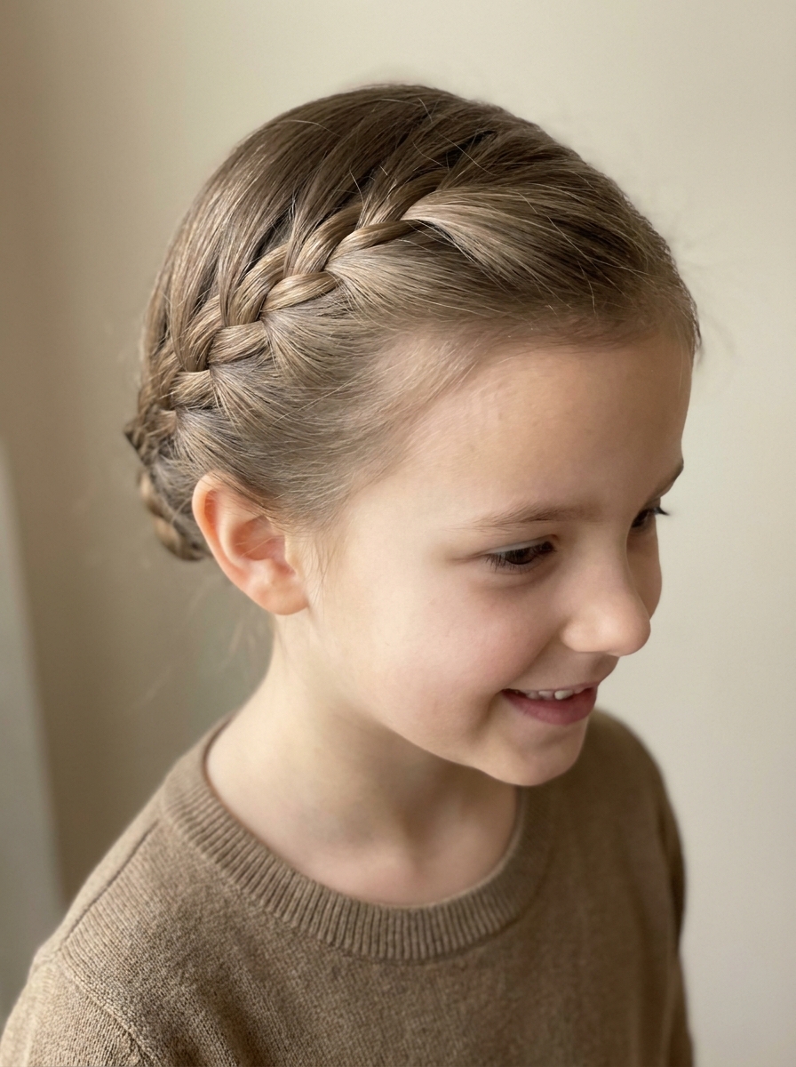 Französischer Zopf seitlich als Flechtfrisuren für Kinder Inspiration 2026